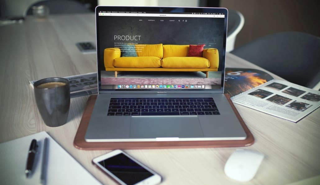A view of a couch on an eCommerce site