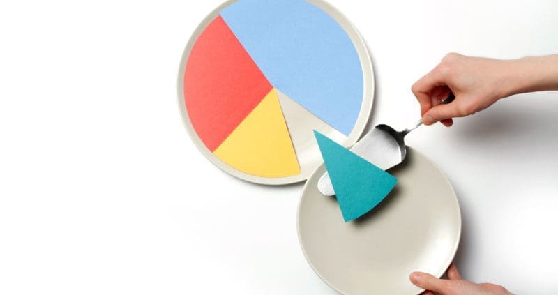 an image of a pie chart made out of construction paper representing retained earnings