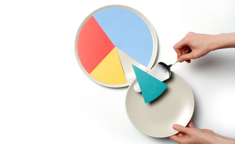 an image of a pie chart made out of construction paper representing retained earnings