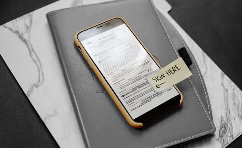 the 8879 tax form on a mobile phone