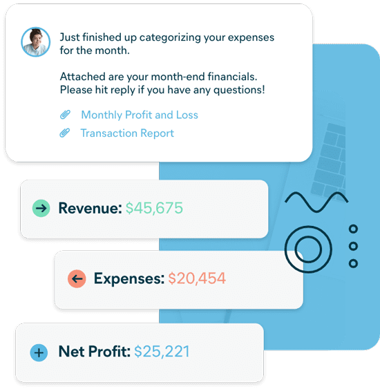 Xendoo's dedicated bookkeepers will send you month-end financials that include a monthly profit and loss and transaction report.