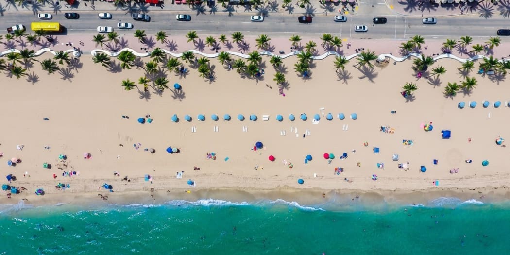 an aerial view of a beach