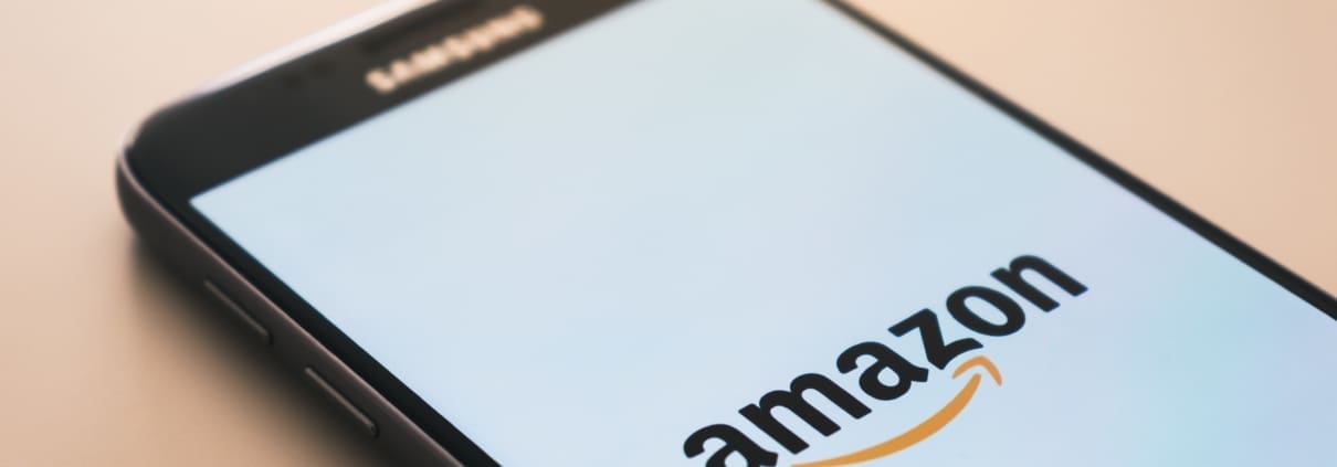 A phone with amazon logo