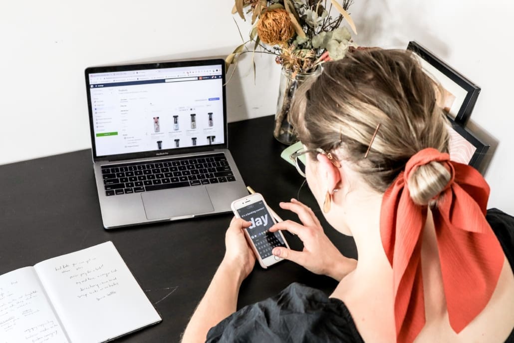 An eCommerce seller adds items to her online store.