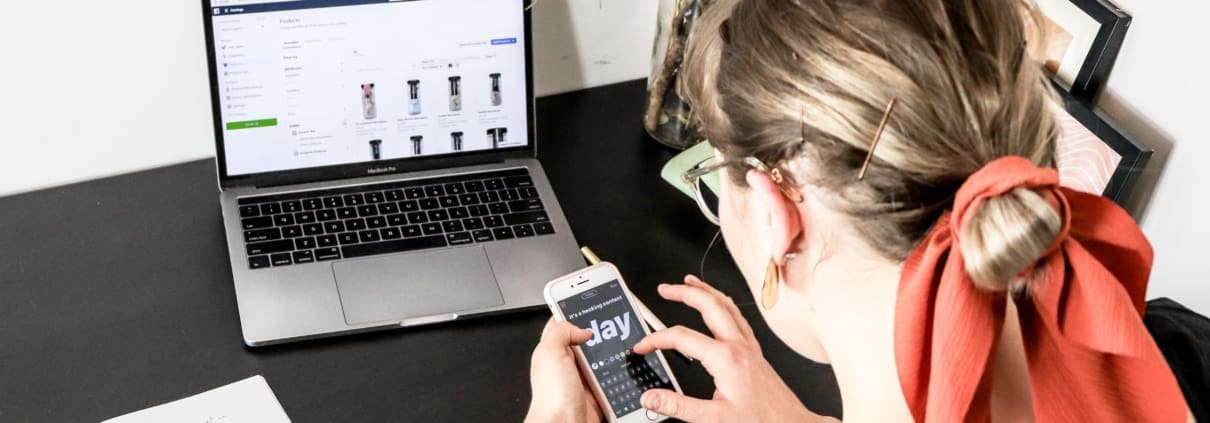 An eCommerce seller adds items to her online store.