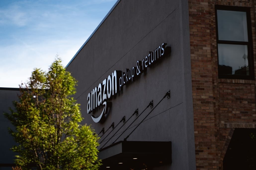 Outside view of an Amazon pick up and return center.