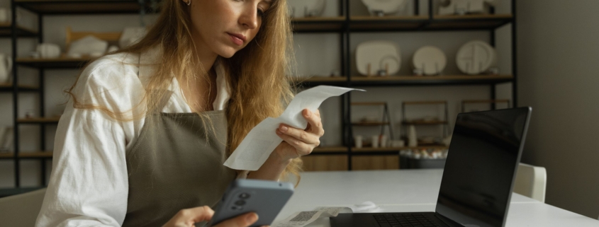 small business woman doing bookkeeping