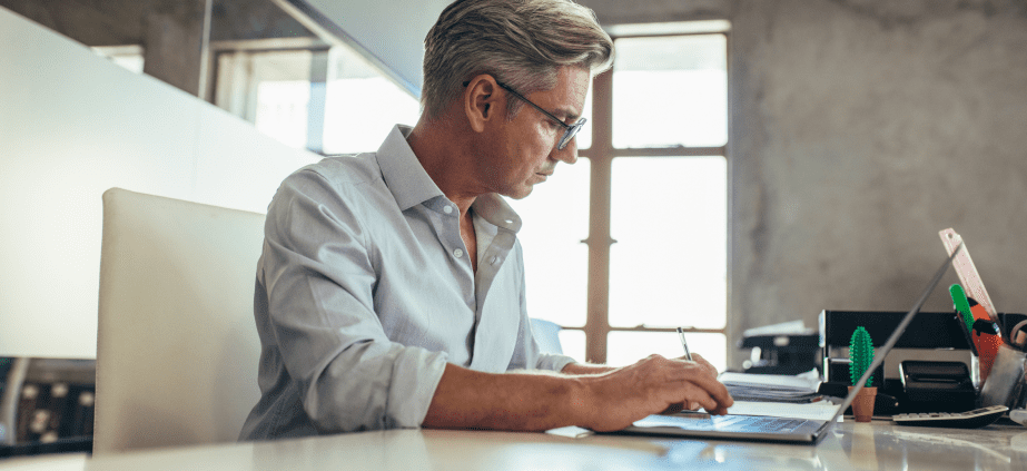 businessman working at his desk
