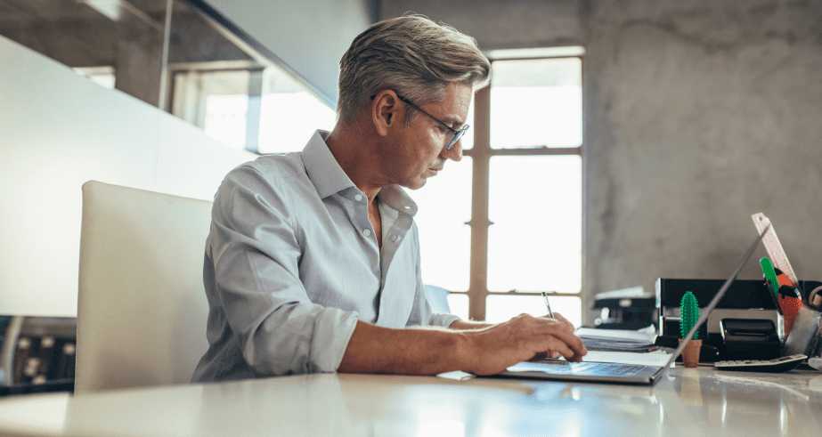 businessman working at his desk