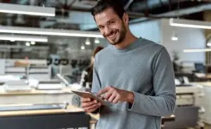 a store owner in a print shop