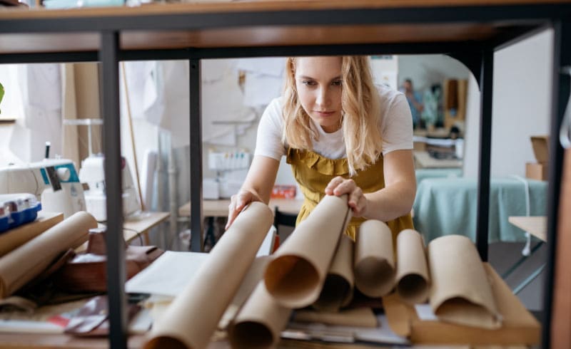 A self employed designer calculating her quarterly income tax
