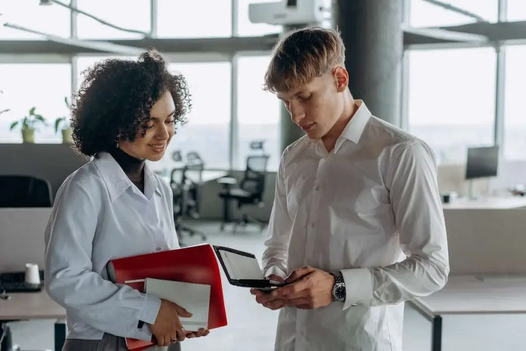 two people in an office