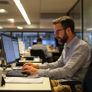 Business owner using cyber security best practices