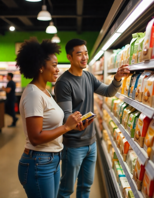 consumer goods being selected at a store